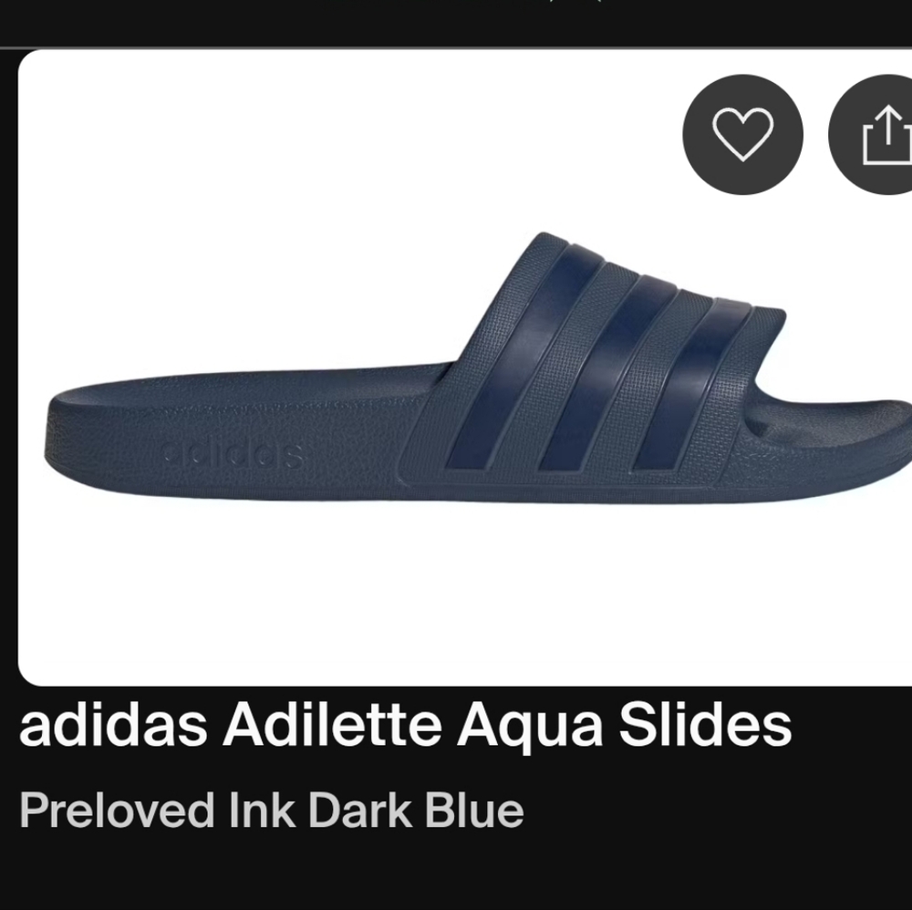 Adidas Adilette Aqua Slides in Ink Dark Blue Mens 8 Womens 9 NWT & BOX